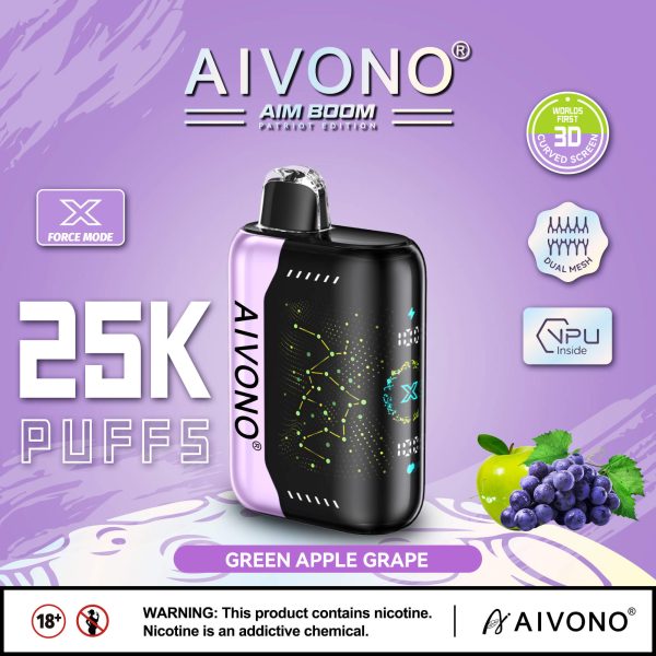 Aivono Aim Boom 25000 Disposable Vape Pen - 28ml E-Liquid, 25000 Puffs, Rechargeable, 10 Flavors - Image 3