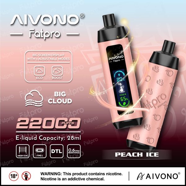 Aivono Aim Fatpro 22000 Disposable Vape Pen - 22000 Puffs, 28ml E-Liquid, Type-C Rechargeable - Image 2