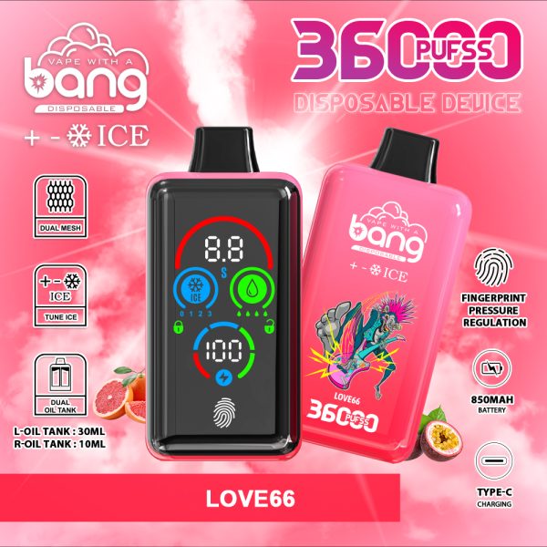 Bang 36000 Ice Blending Electronic Cigarette - 36,000 Puffs, Adjustable Ice Level, 36ml E-Liquid, 850mAh Battery