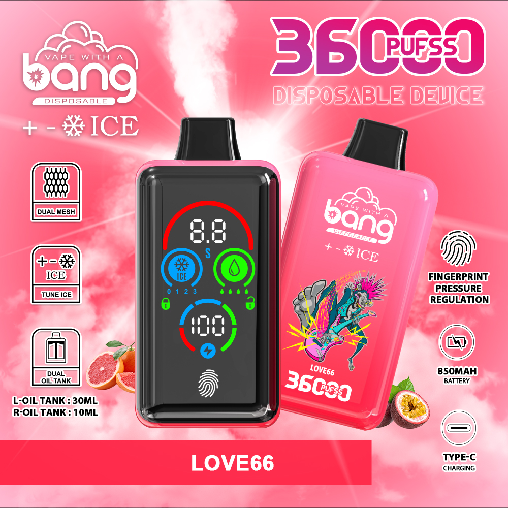 Bang 36000 Ice Blending Electronic Cigarette - 36,000 Puffs, Adjustable Ice Level, 36ml E-Liquid, 850mAh Battery