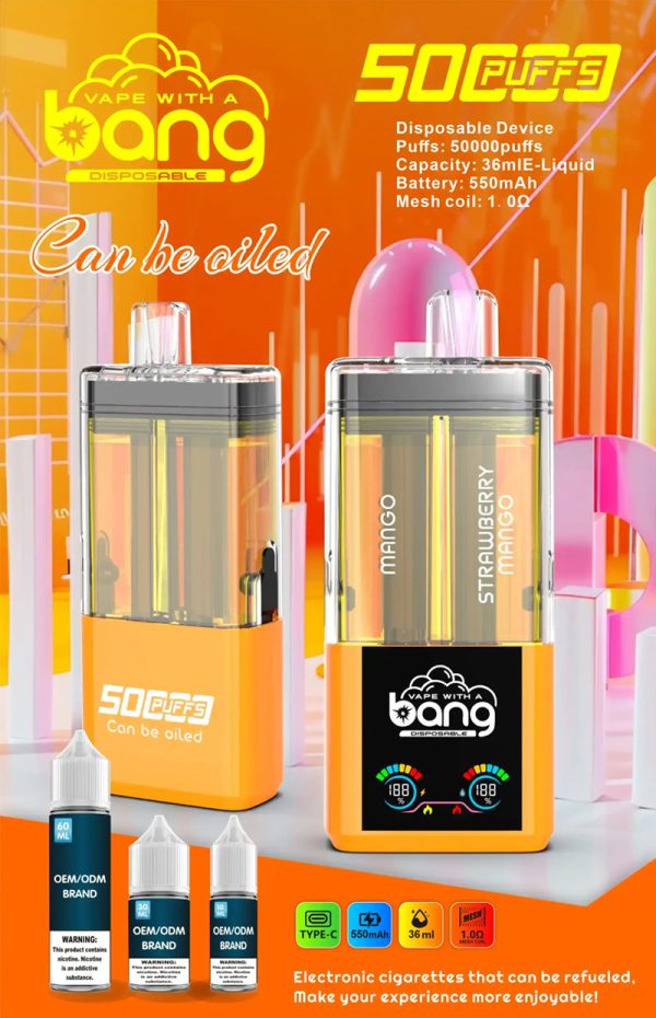 Bang 50000 Disposable Vape - Up to 50,000 Puffs, 12 Flavors, 36mL E-liquid, 650mAh Battery - Image 6