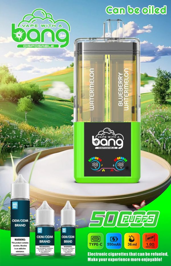 Bang 50000 Disposable Vape - Up to 50,000 Puffs, 12 Flavors, 36mL E-liquid, 650mAh Battery