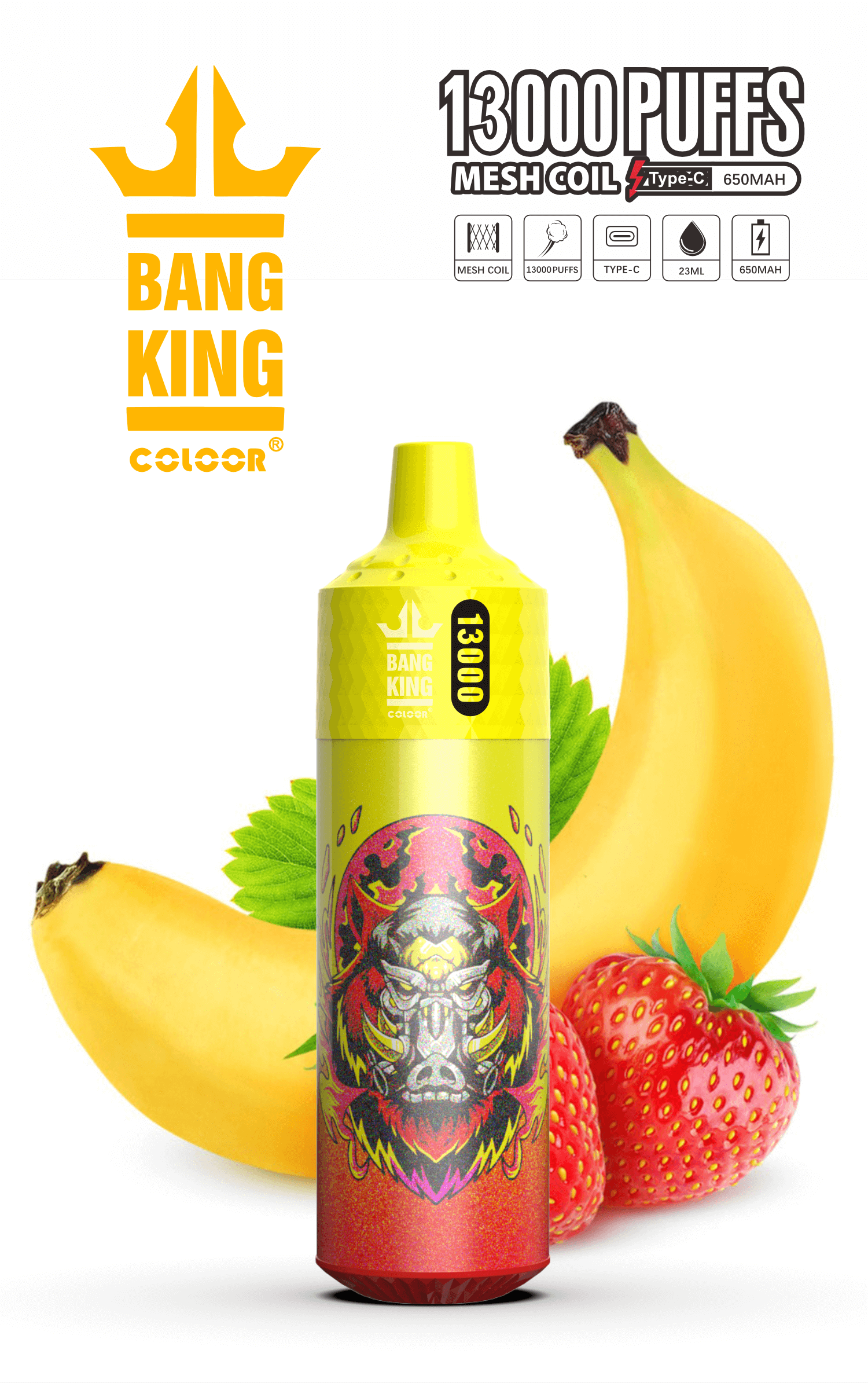 Bang King 13000: 13000 Puffs, 650mAh Battery, 16 Flavors - Premium Vape Pen