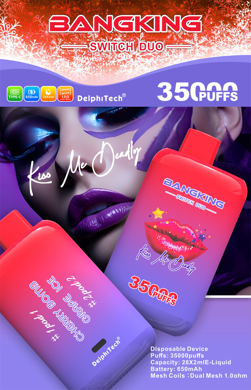 Bang King 35000 Puffs Disposable Vape with Dual Flavors - 12 Unique Tastes, 0%-5% Nicotine