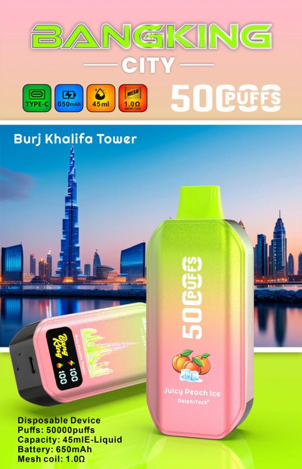 Bang King 50000 City Disposable Vape - Up to 50,000 Puffs, 45mL E-Liquid, 650mAh Battery, 12 Flavors - Image 6