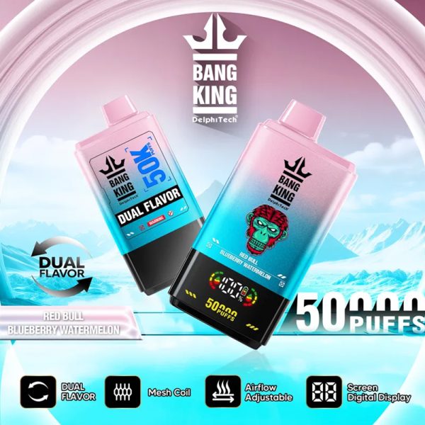 Bang King 50000 Disposable Vape - 50,000 Puffs with Dual Flavors, Adjustable Airflow, and Digital Display