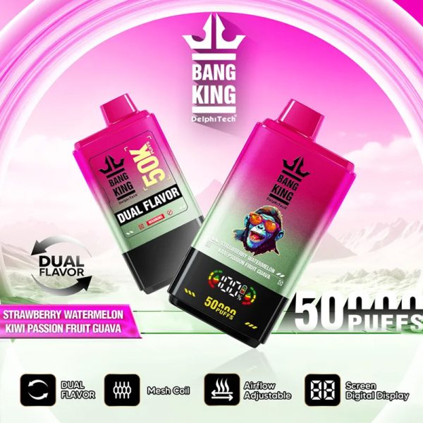 Bang King 50000 Disposable Vape - 50,000 Puffs with Dual Flavors, Adjustable Airflow, and Digital Display - Image 3
