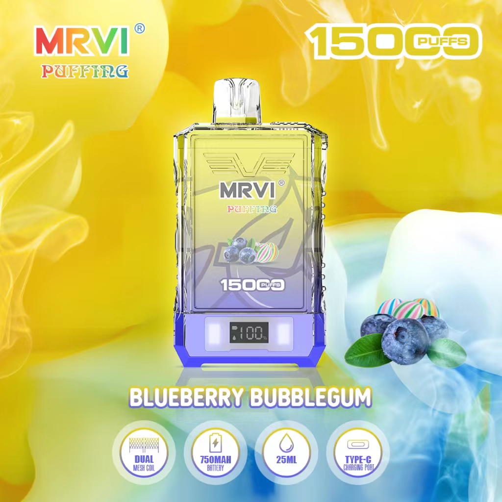 Mrvi Puffing 15000 - 15000 Puffs, 750mAh Battery, 25ml E-Liquid, DUAL Mesh Coil, Type-C Charging