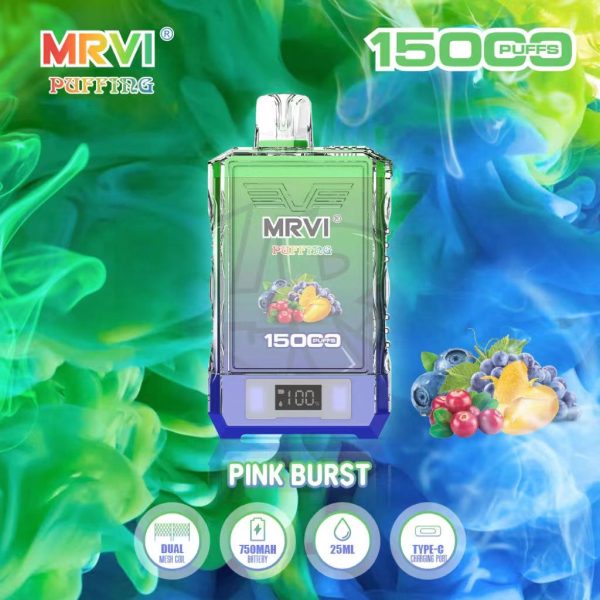 Mrvi Puffing 15000 - 15000 Puffs, 750mAh Battery, 25ml E-Liquid, DUAL Mesh Coil, Type-C Charging - Image 2