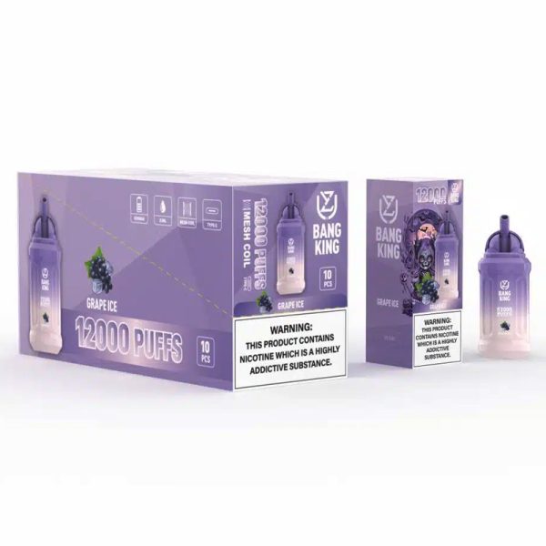 Uzy Bang King 12000 Puffs Disposable Vape - 23ml Pre-filled E-juice, Rechargeable 650mAh Battery - Multiple Flavors & Nicotine Levels