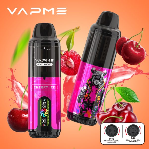 Vapme Goat 40000 Disposable Vape with 10 Flavors, 40000+ Puffs, 30mL E-liquid, 850mAh Battery, DTL/MTL Modes, Type-C Charging - Image 3