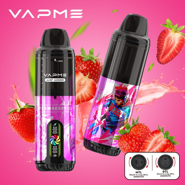 Vapme Goat 40000 Disposable Vape with 10 Flavors, 40000+ Puffs, 30mL E-liquid, 850mAh Battery, DTL/MTL Modes, Type-C Charging - Image 2