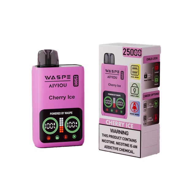 Waspe Aiviou 25000 Disposable Vape Pen - 25000 Puffs, 25ml E-Liquid, Dual Mesh Coils, LCD Display, Type-C Charging - Image 5