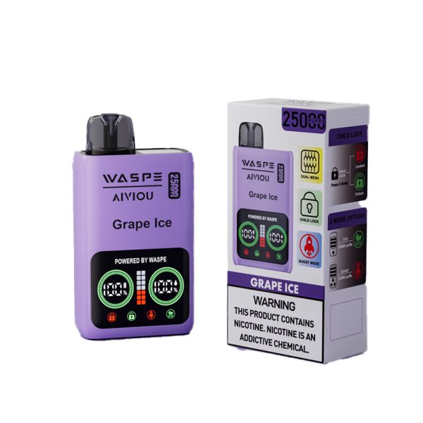 Waspe Aiviou 25000 Disposable Vape Pen - 25000 Puffs, 25ml E-Liquid, Dual Mesh Coils, LCD Display, Type-C Charging - Image 3