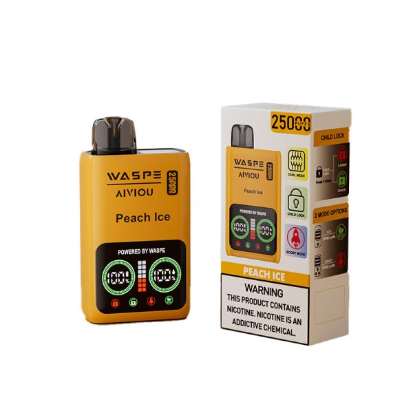 Waspe Aiviou 25000 Disposable Vape Pen - 25000 Puffs, 25ml E-Liquid, Dual Mesh Coils, LCD Display, Type-C Charging - Image 4